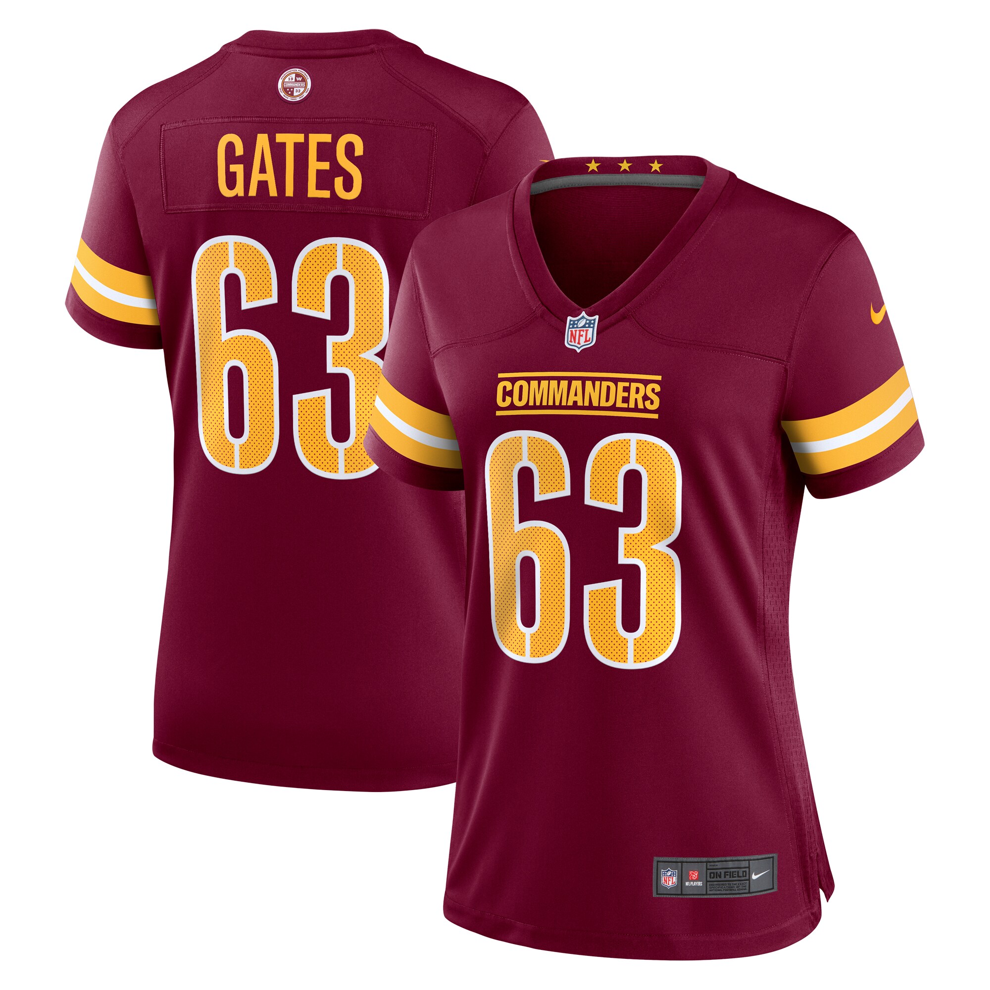 Women's Washington Commanders Nick Gates Burgundy Game Player Jersey Js9254