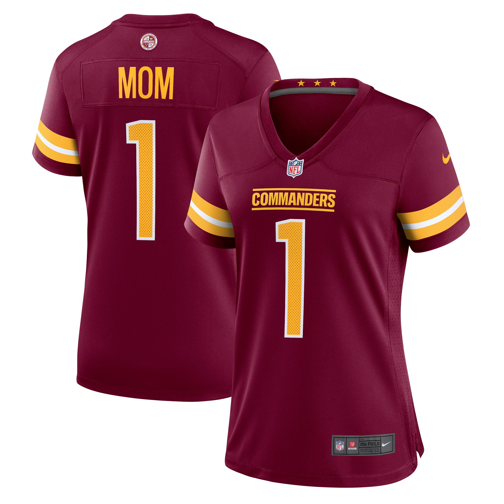 Women's Washington Commanders Number 1 Mom Burgundy Game Jersey Js3170