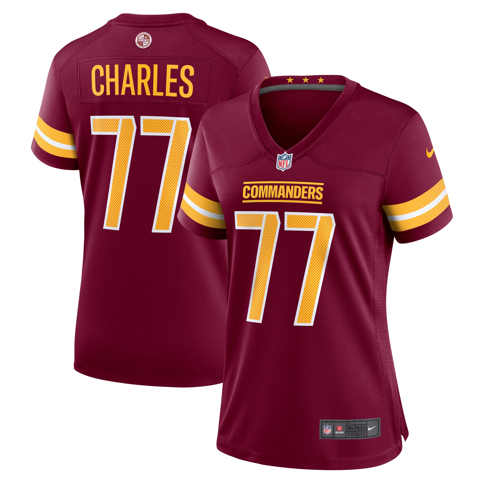 Women's Washington Commanders Saahdiq Charles Burgundy Game Jersey Js9622