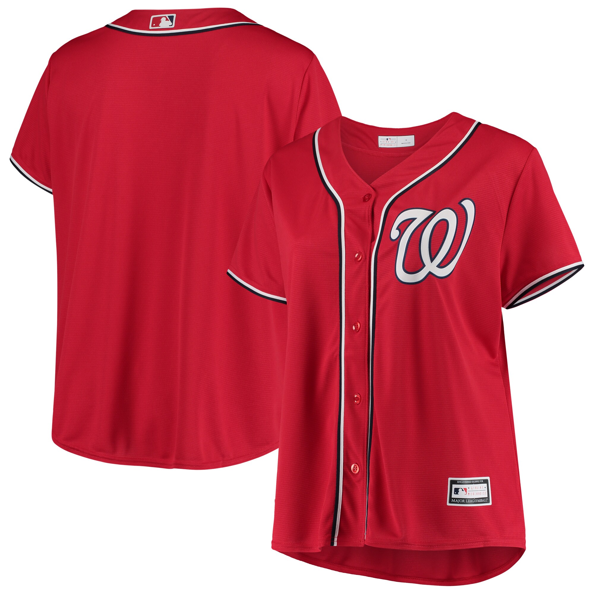 Women's Washington Nationals Red Plus Size Alternate Team Jersey