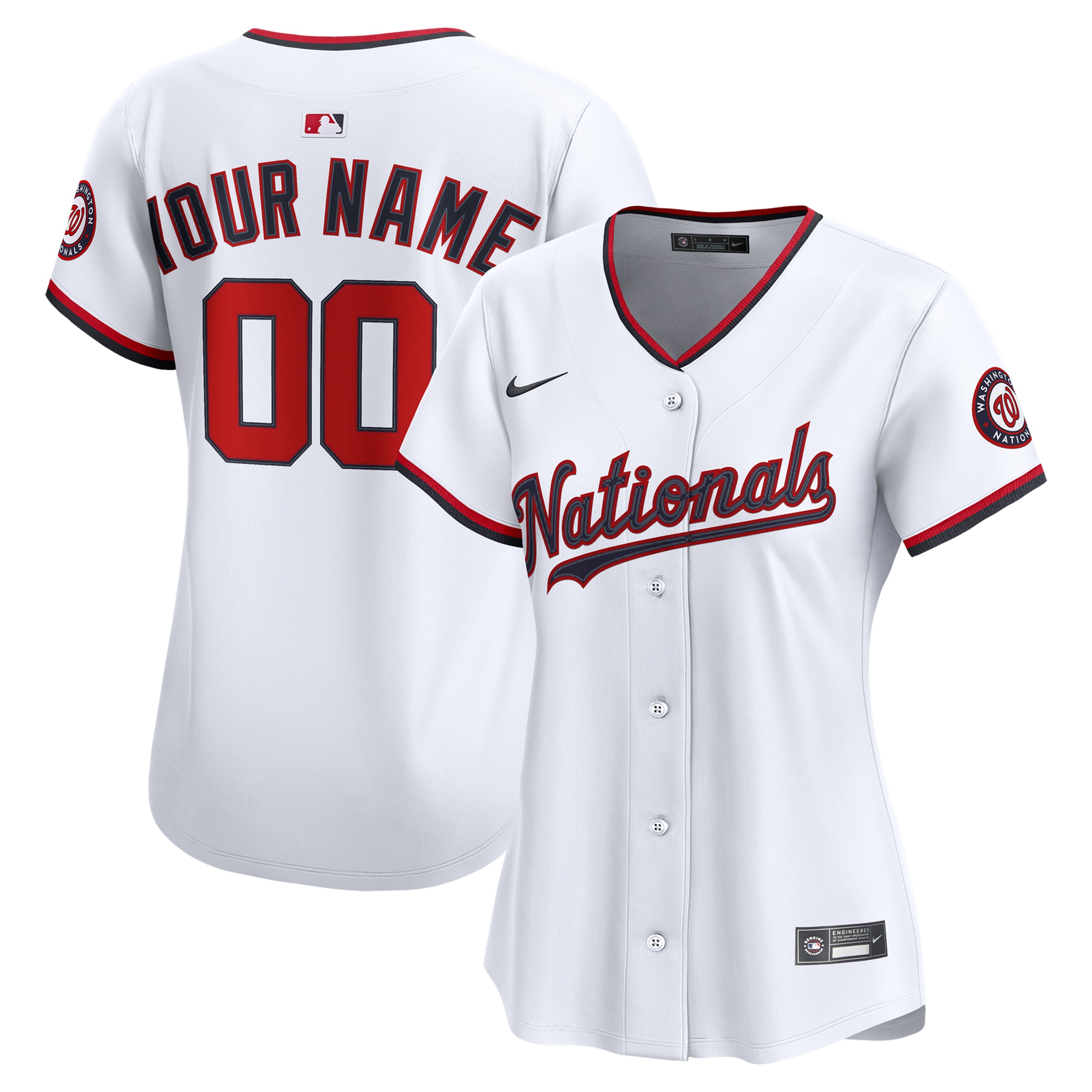 Women's Washington Nationals White Home Limited Custom Jersey
