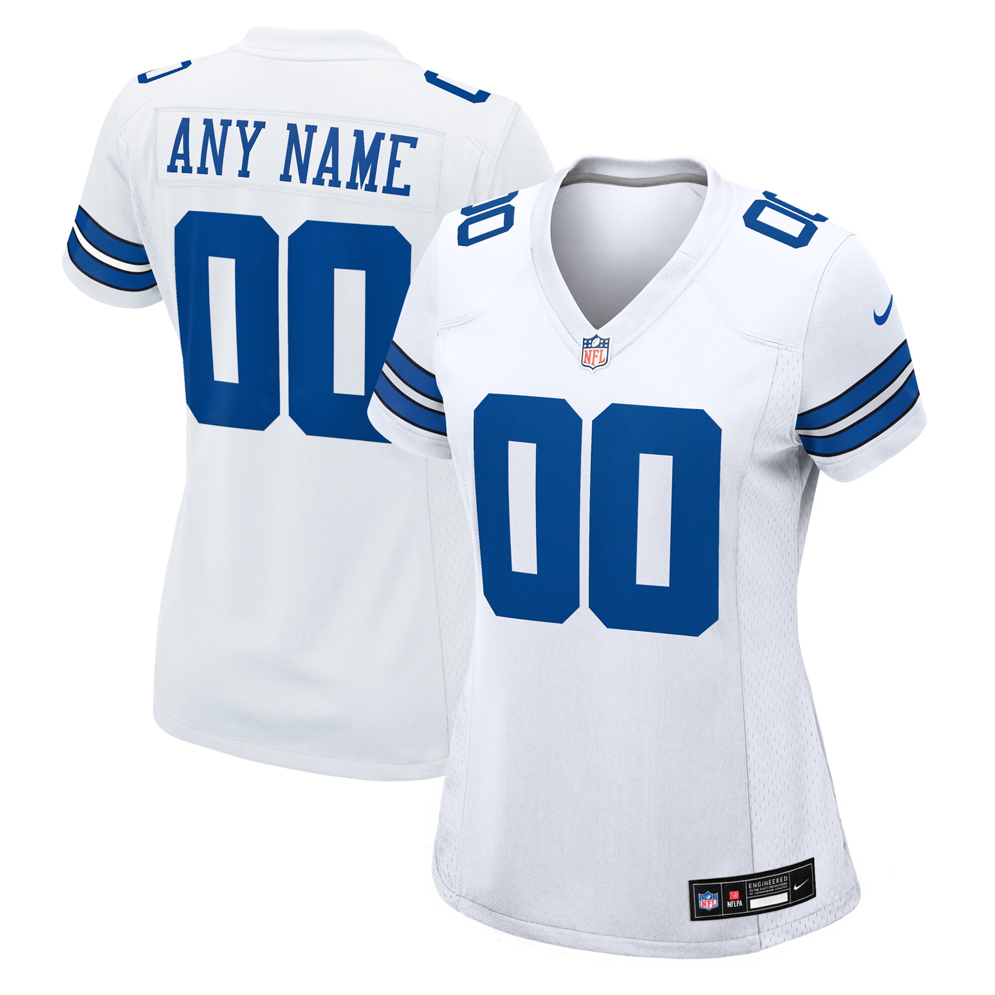 Women's White Dallas Cowboys Custom Game Jersey Js8822