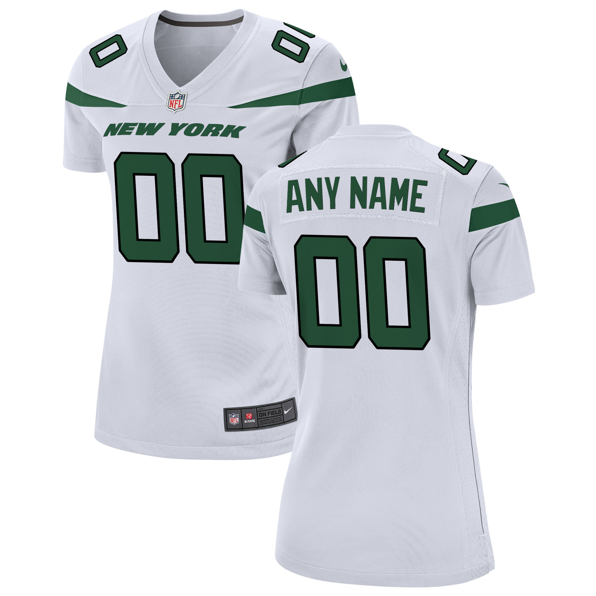 Women's White New York Jets Custom Game Jersey Js6631