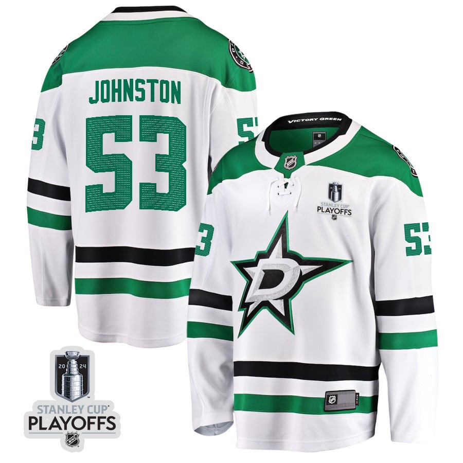 Wyatt Johnston 53 Dallas Stars 2024 Nhl Playoffs Patch Away Breakaway Jersey - Men