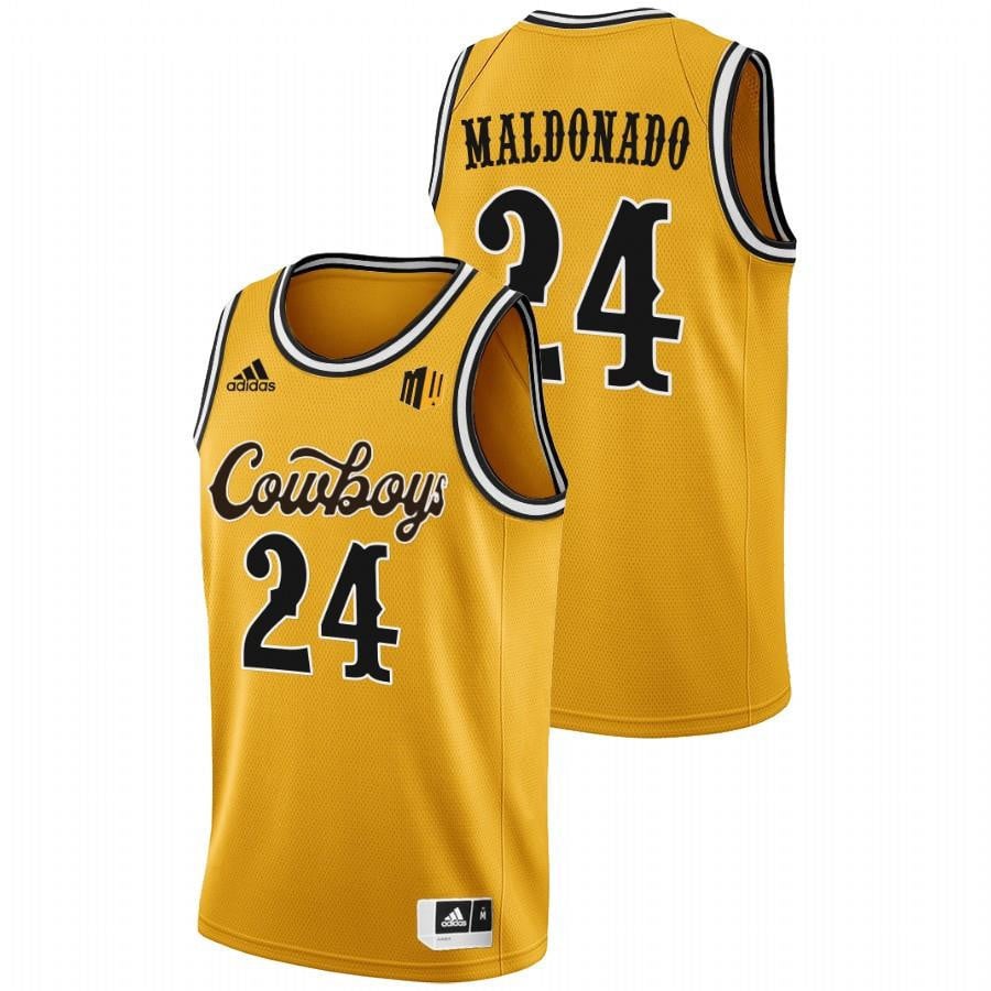 Wyoming Cowboys 24 Hunter Maldonado 2022 Gold College Basketball Men Jersey