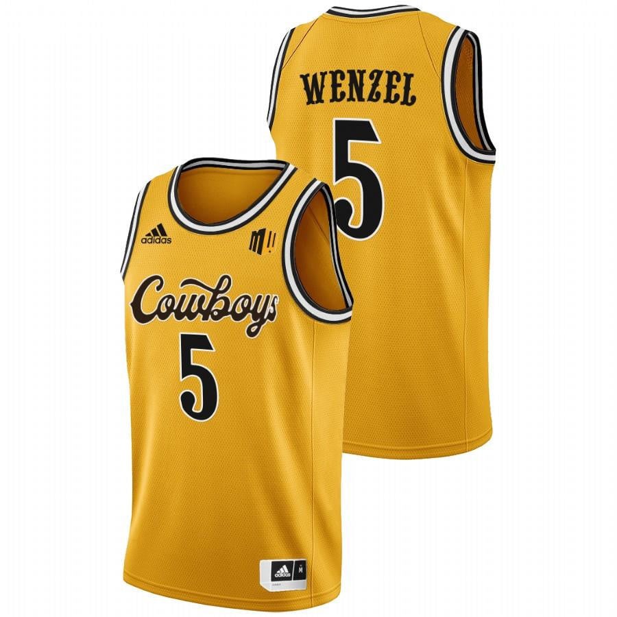 Wyoming Cowboys Brendan Wenzel 5 2022 Gold College Basketball Men Jersey