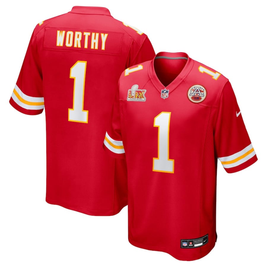 Xavier Worthy 1 Kansas City Chiefs Super Bowl Lix Game Jersey - Red Js7821
