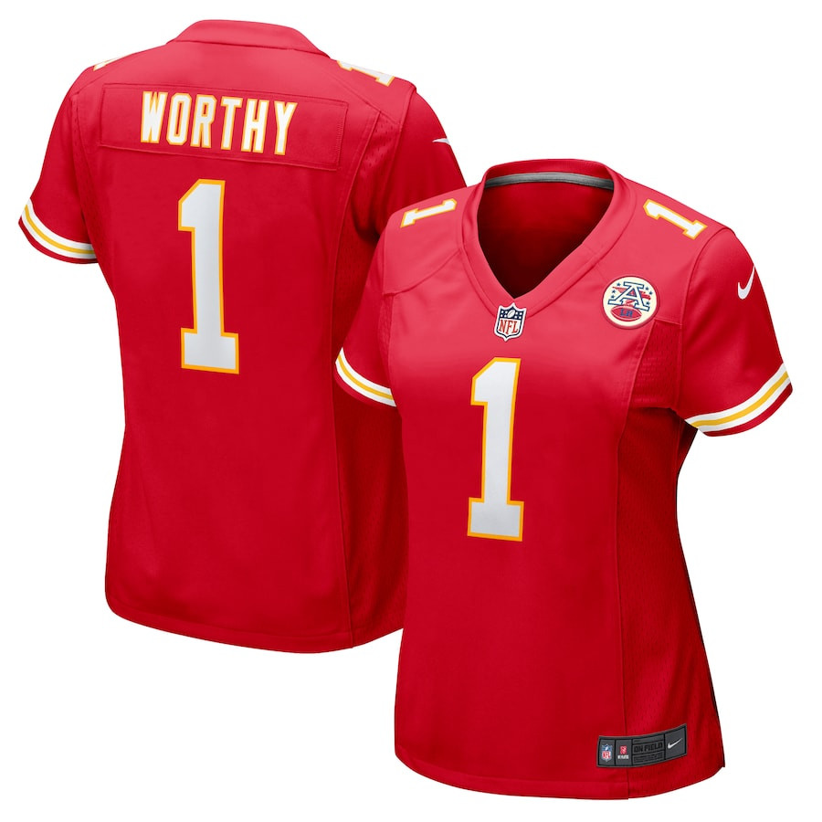 Xavier Worthy 1 Kansas City Chiefs Women's Game Jersey - Red Js3027