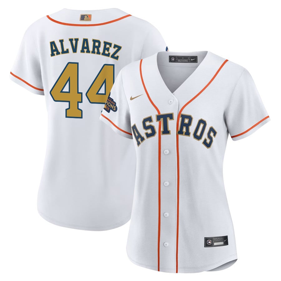 Yordan Alvarez 44 Houston Astros 2023 Gold Collection Women Jersey - White/gold