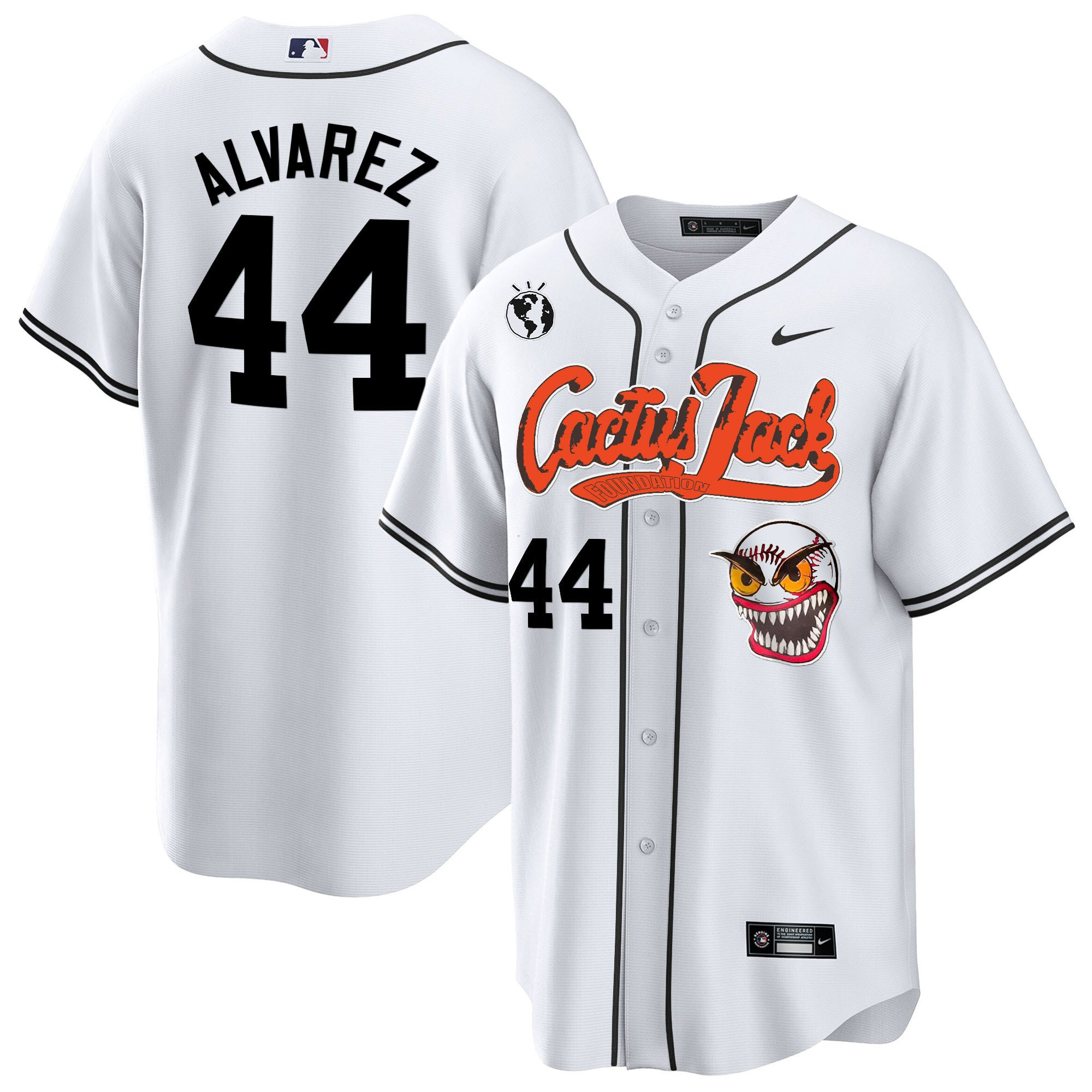 Yordan Alvarez 44 Houston Astros Cactus Jack White Jersey - Men
