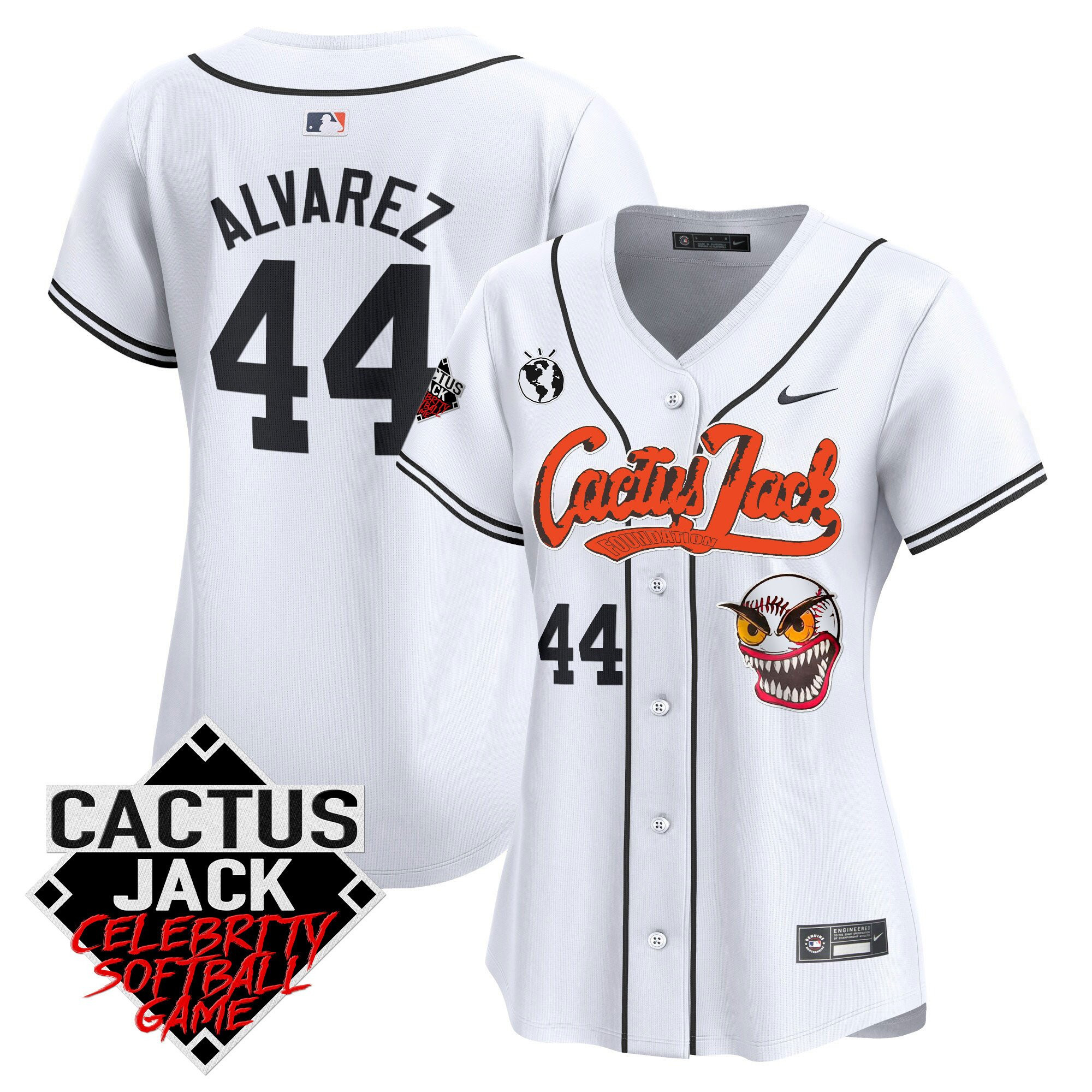 Yordan ?lvarez 44 Houston Astros Cactus Jack Celebrity Softball Game Patch Women Jersey - White