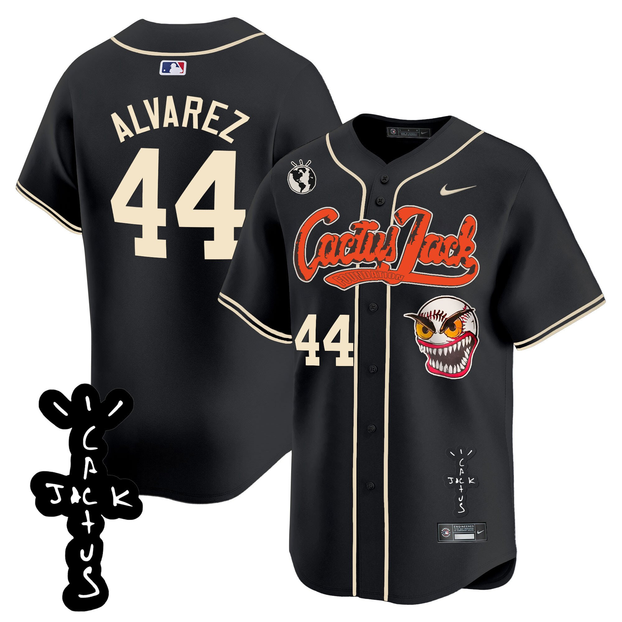 Yordan ?lvarez 44 Houston Astros Cactus Jack Patch V2 Men Jersey - Black