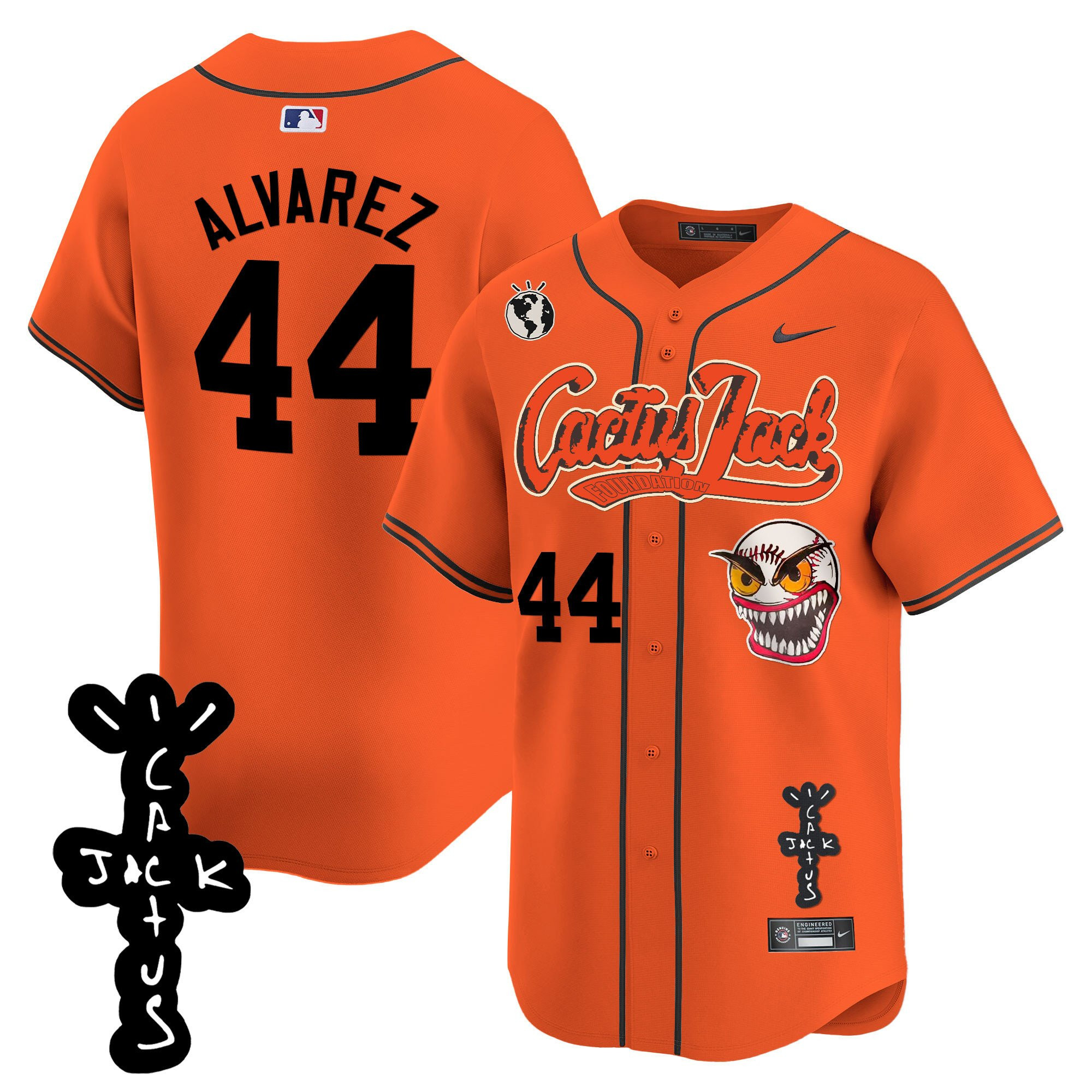 Yordan ?lvarez 44 Houston Astros Cactus Jack Patch V2 Men Jersey - Orange