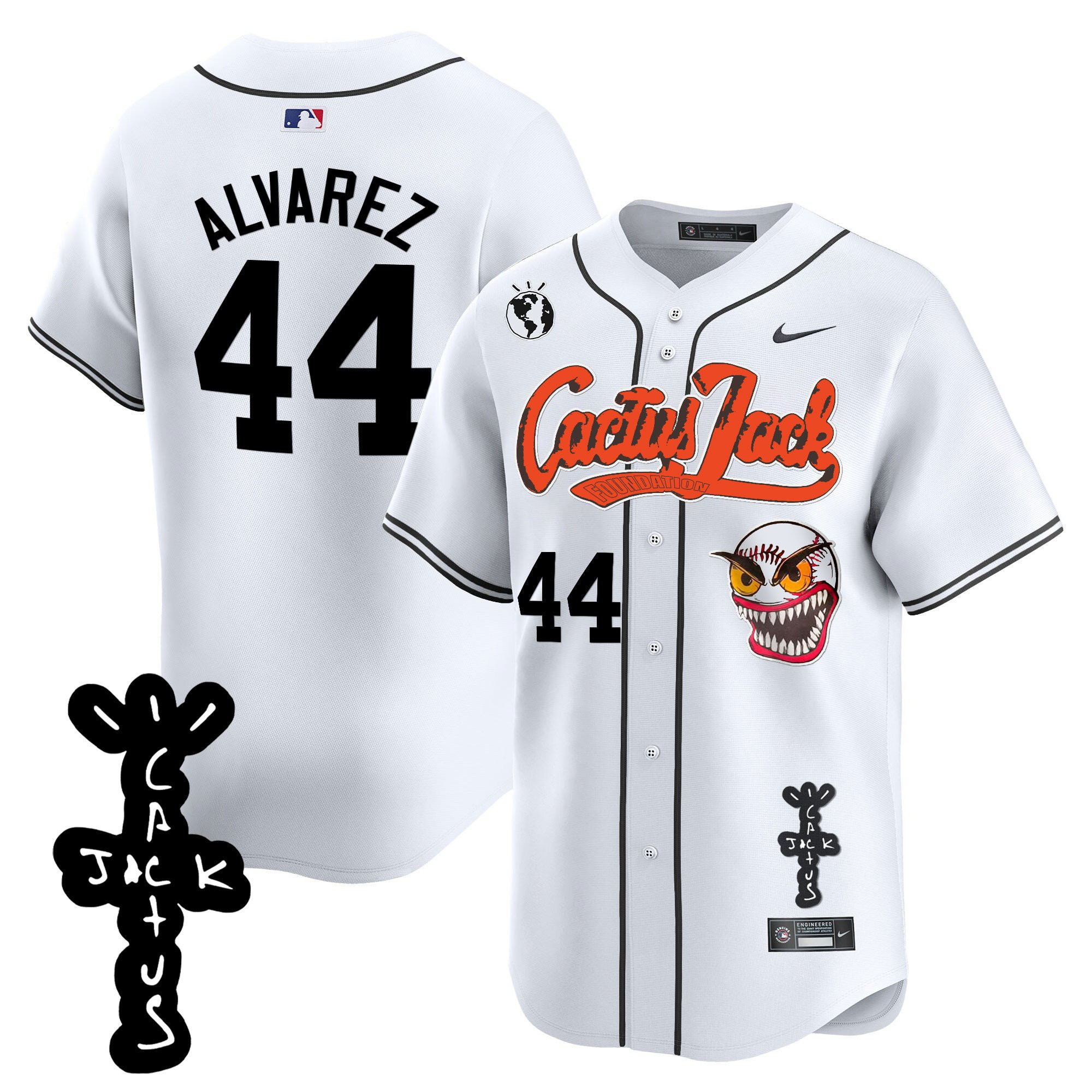 Yordan ?lvarez 44 Houston Astros Cactus Jack Patch V2 Men Jersey - White