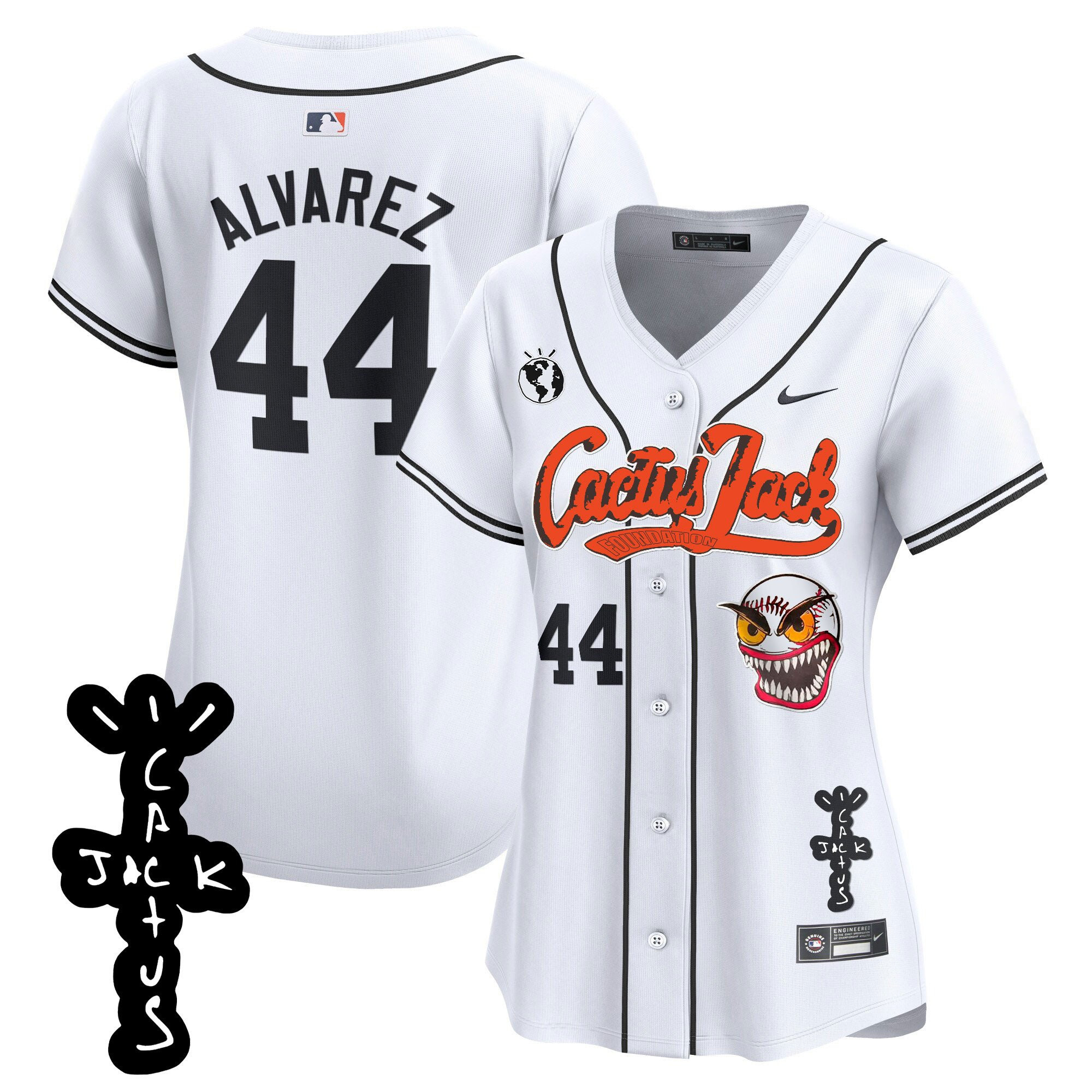 Yordan ?lvarez 44 Houston Astros Cactus Jack Patch V2 Women Jersey - White