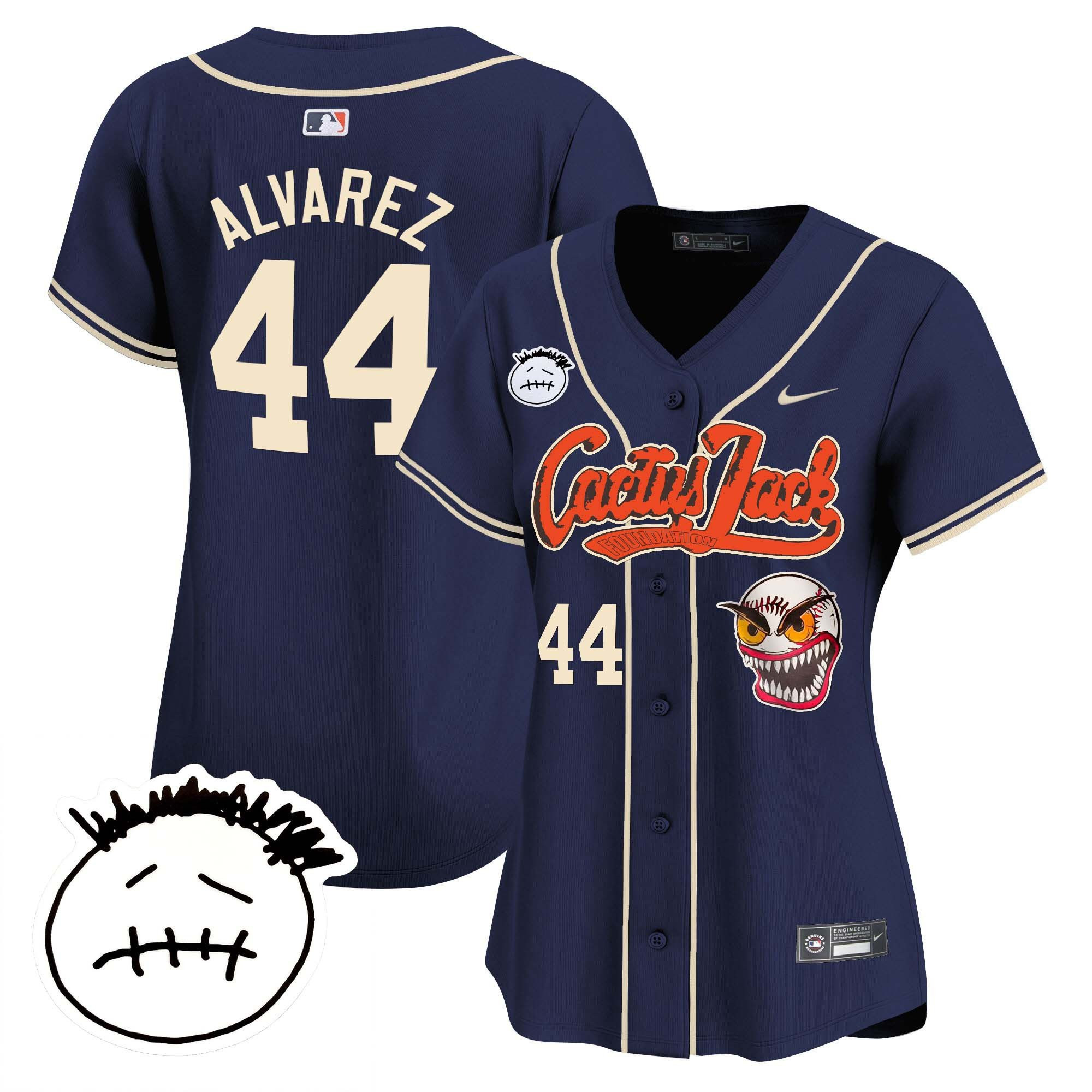 Yordan ?lvarez 44 Houston Astros Cactus Jack Patch V3 Women Jersey - Navy
