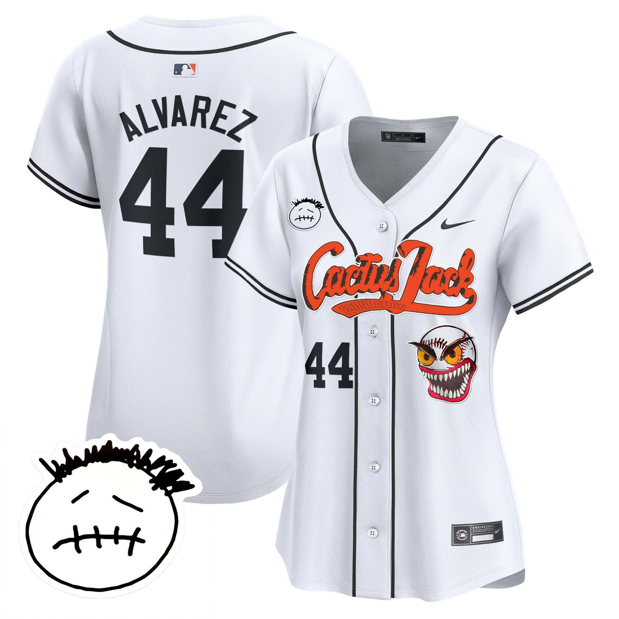 Yordan ?lvarez 44 Houston Astros Cactus Jack Patch V3 Women Jersey - White
