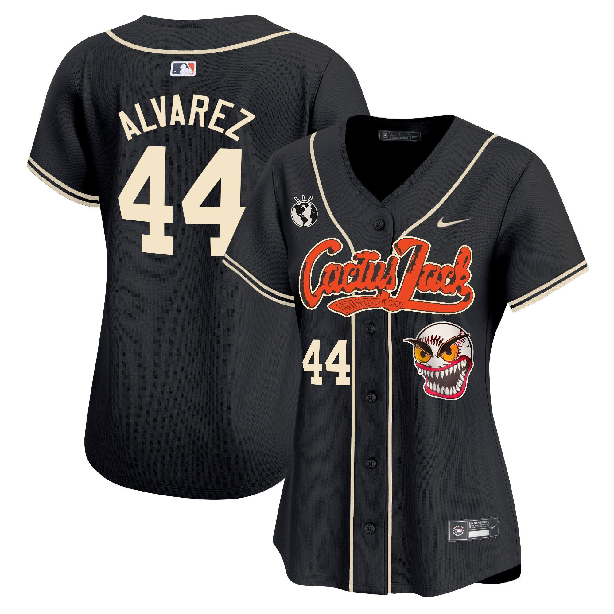 Yordan ?lvarez 44 Houston Astros Cactus Jack Patch Women Jersey - Black