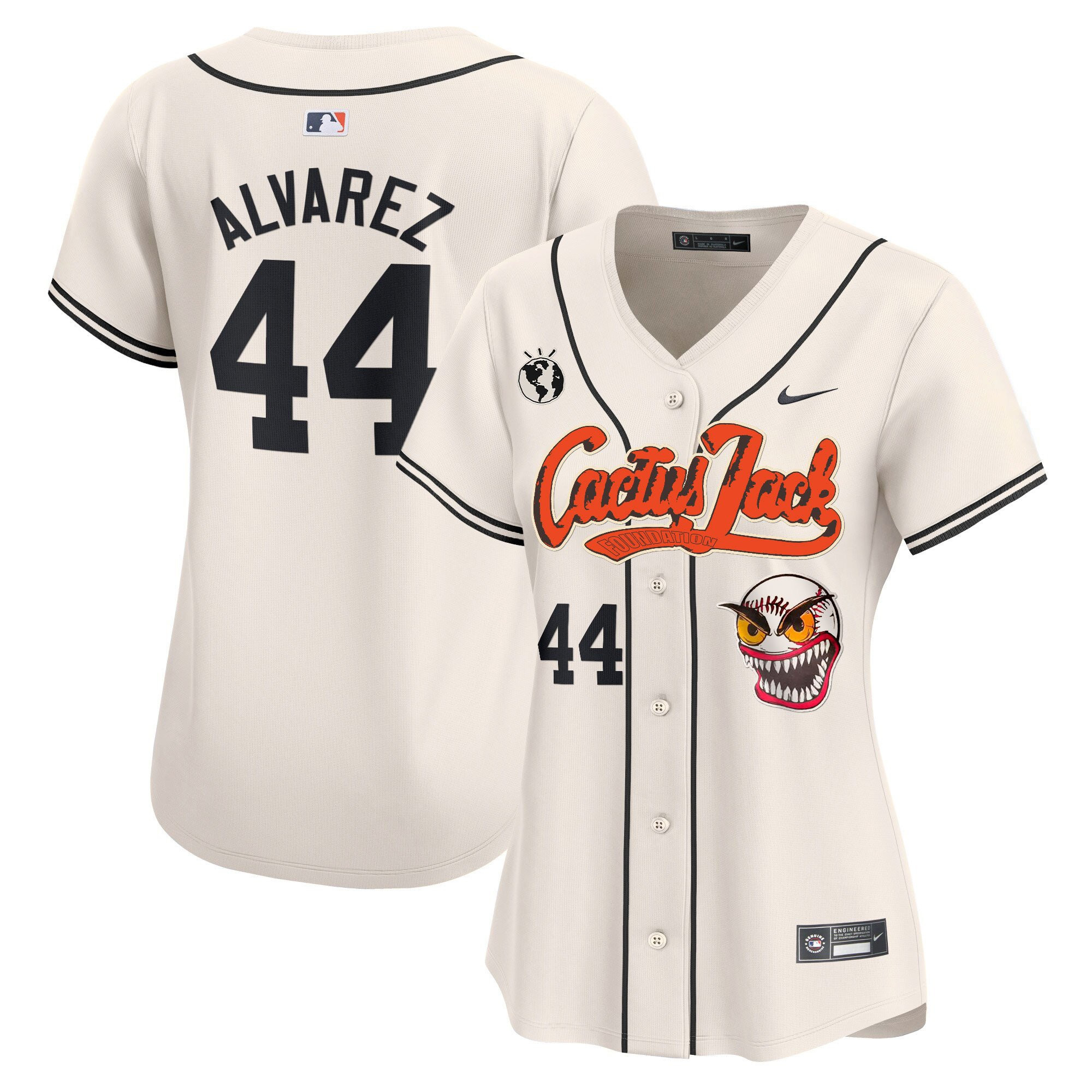 Yordan ?lvarez 44 Houston Astros Cactus Jack Patch Women Jersey - Cream