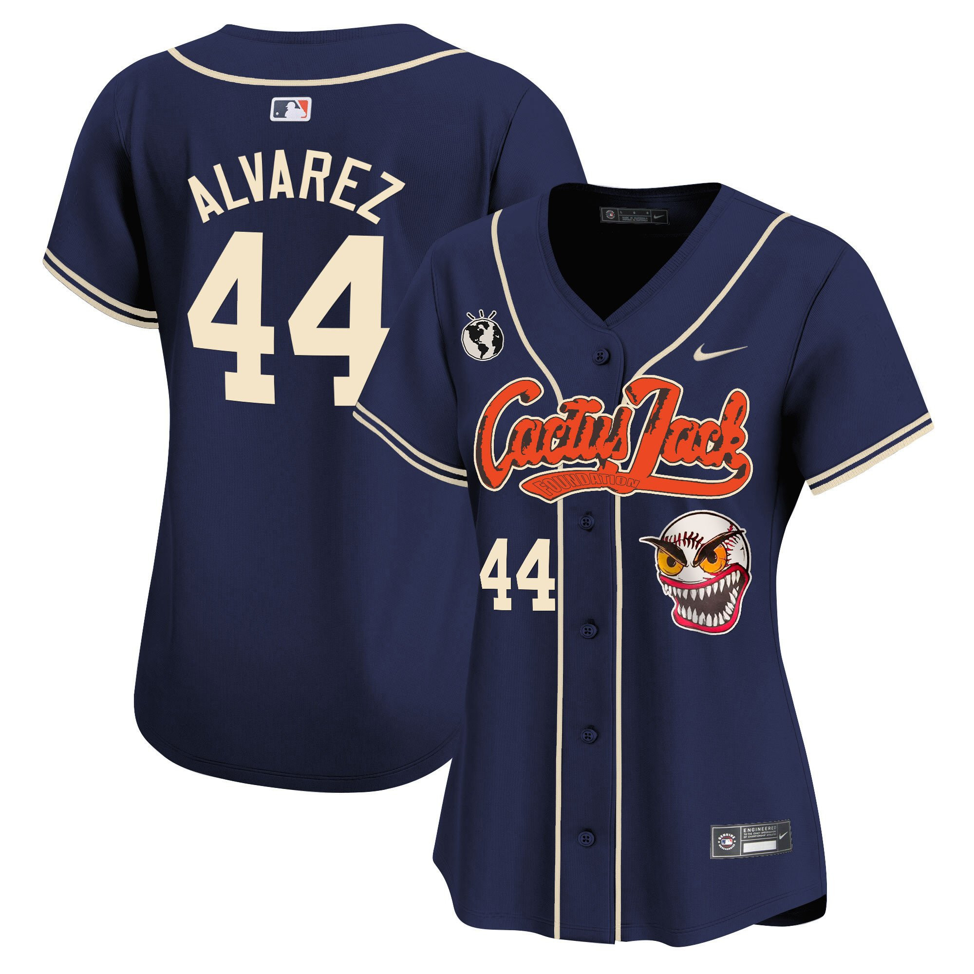 Yordan ?lvarez 44 Houston Astros Cactus Jack Patch Women Jersey - Navy