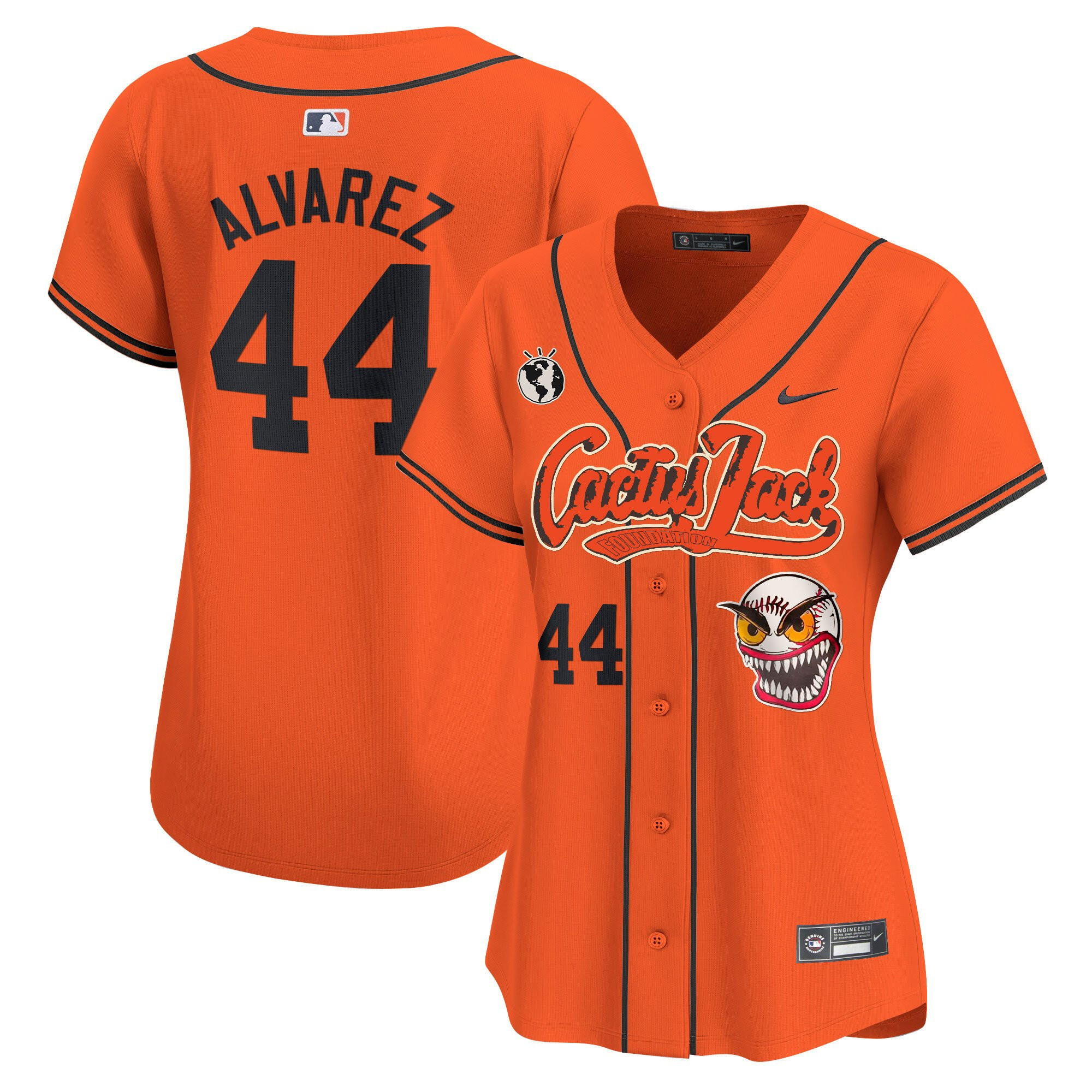 Yordan ?lvarez 44 Houston Astros Cactus Jack Patch Women Jersey - Orange