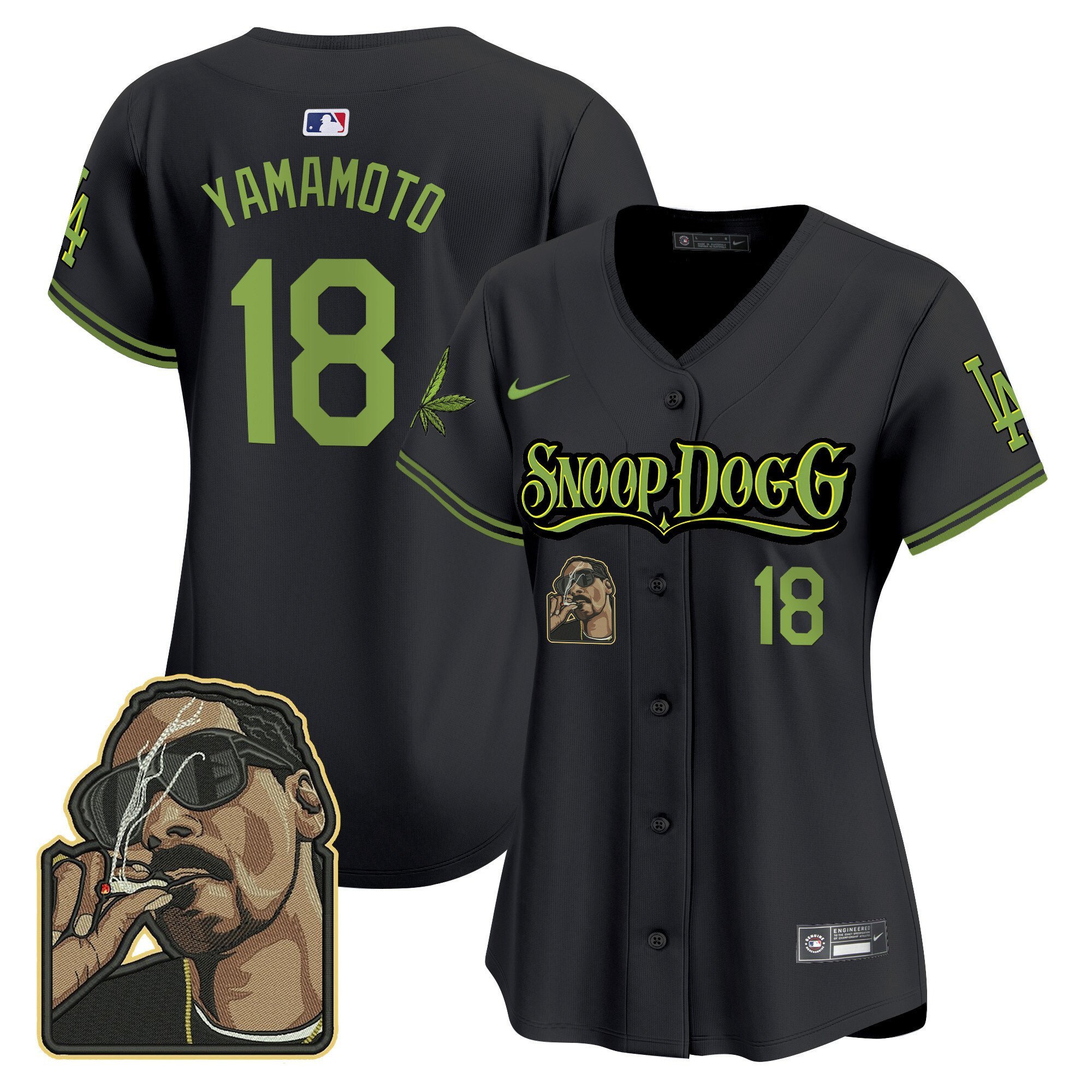 Yoshinobu Yamamoto 18 Los Angeles Dodgers Snoop Dogg Women Jersey - Black