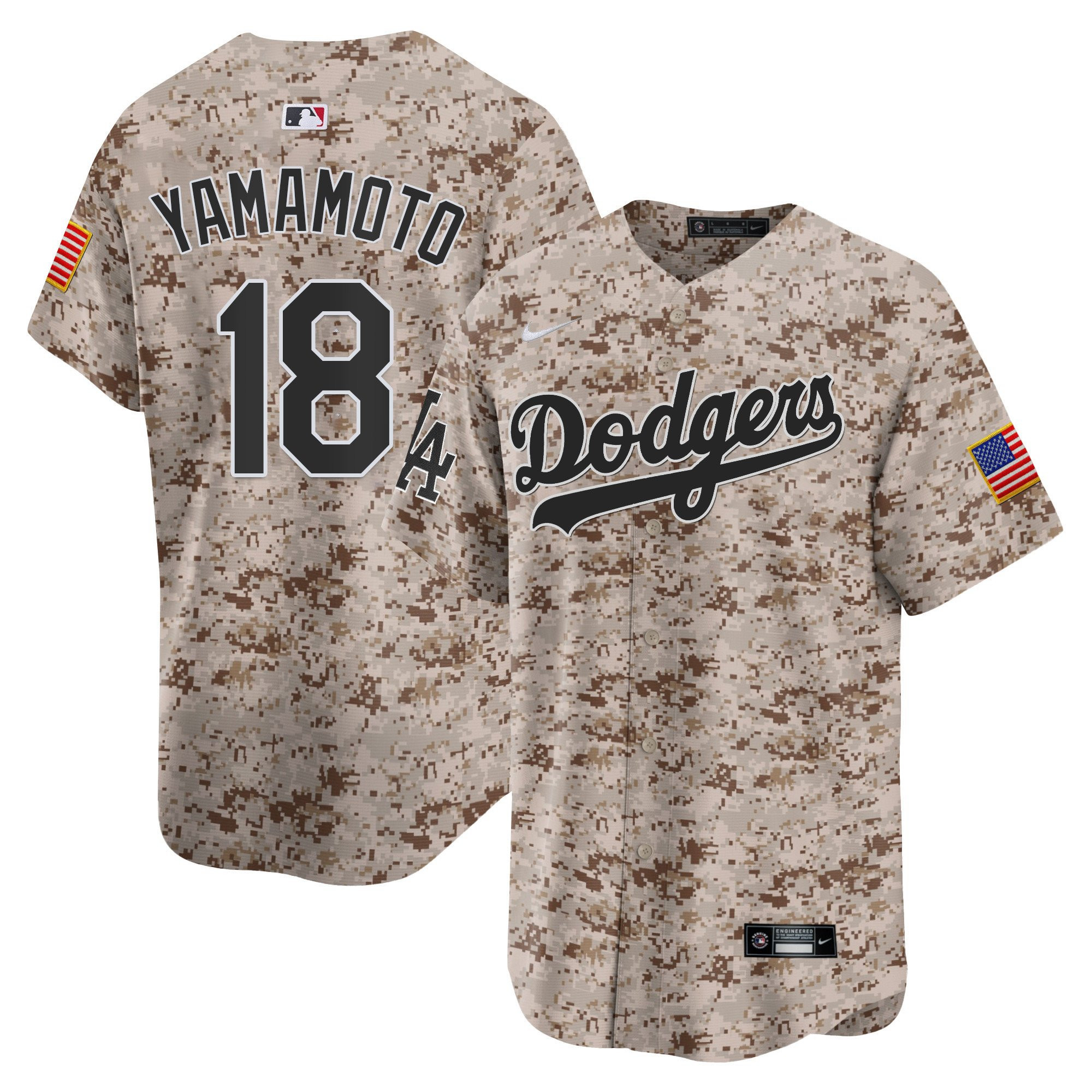 Yoshinobu Yamamoto 18 Los Angeles Dodgers Usmc Alternate Limited Men Jersey - Desert
