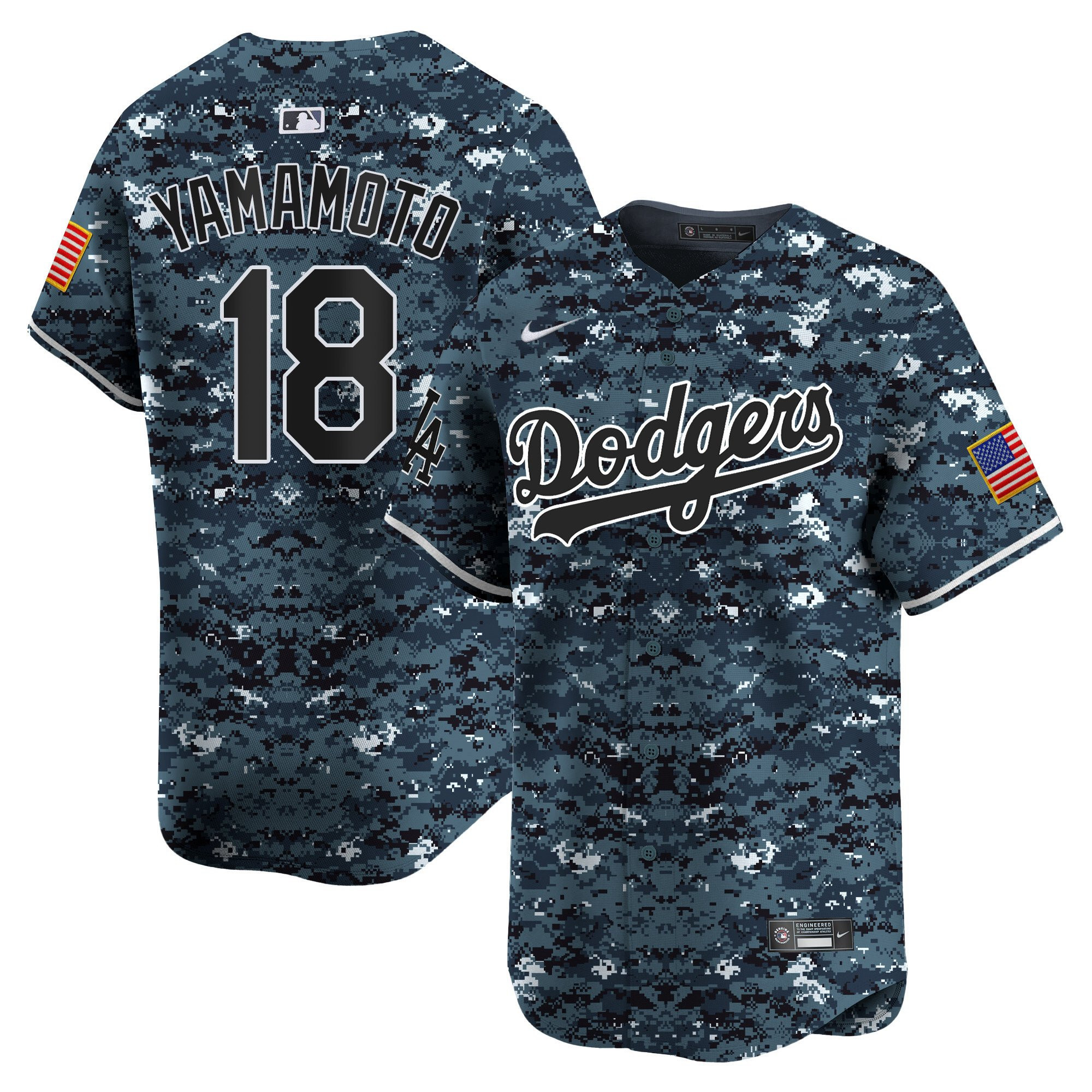 Yoshinobu Yamamoto 18 Los Angeles Dodgers Usmc Alternate Limited Men Jersey - Navy