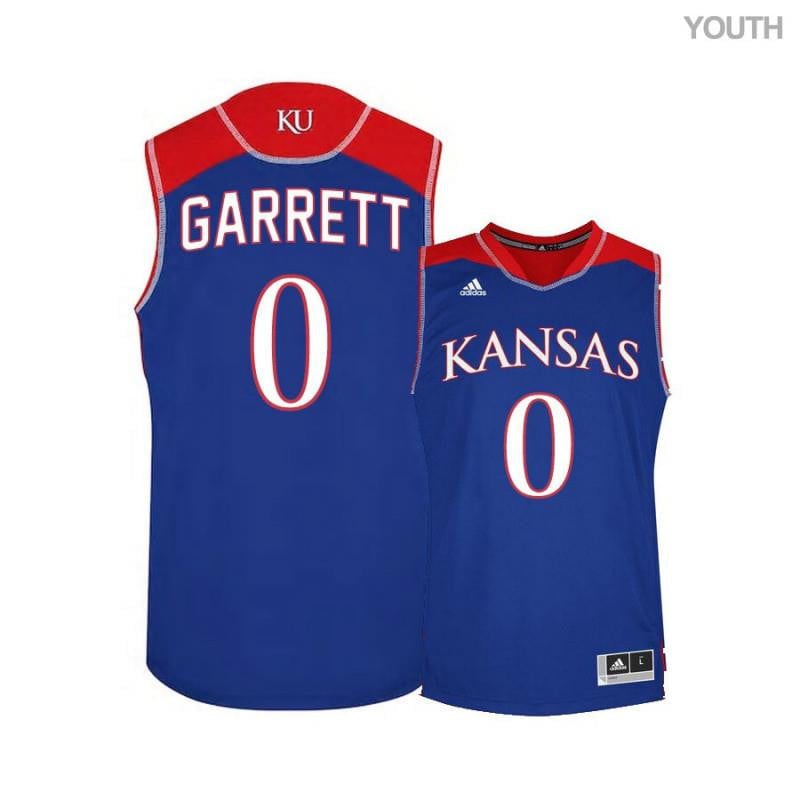Youth 0 Marcus Garrett Blue Kansas Jayhawks Basketball Jersey