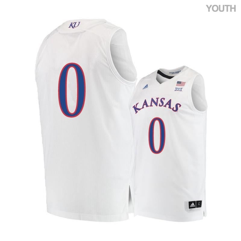 Youth 0 Marcus Garrett White Kansas Jayhawks Basketball Jersey