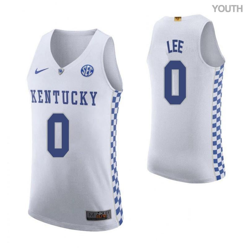 Youth 0 Marcus Lee Road White Elite Kentucky Wildcats Basketball Jersey