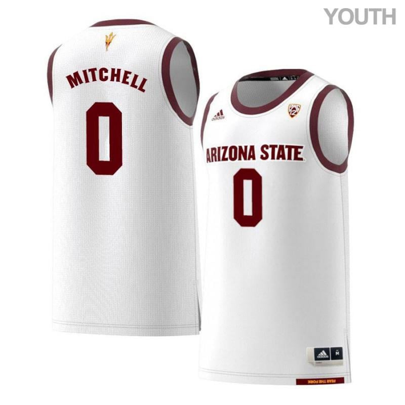 Youth 0 Mickey Mitchell White Retro Arizona State Sun Devils Basketball Jersey