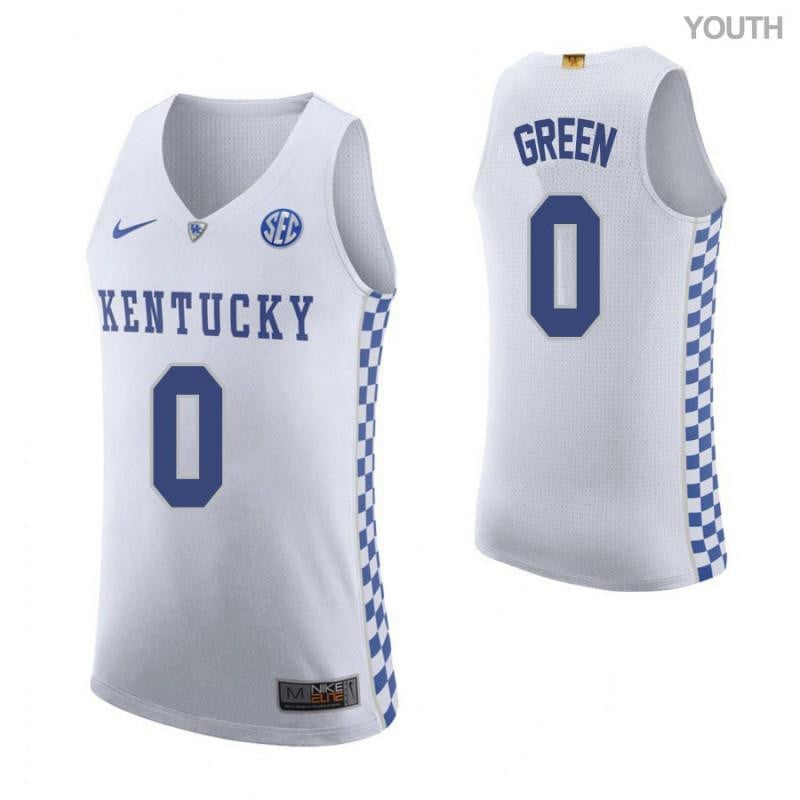 Youth 0 Quade Green Road White Elite Kentucky Wildcats Basketball Jersey