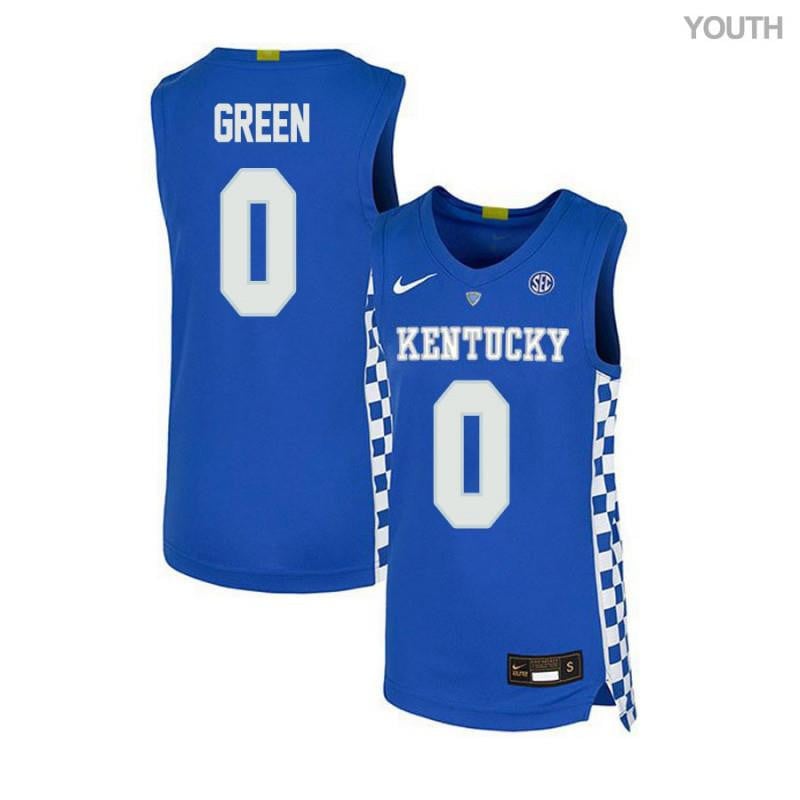 Youth 0 Quade Green Royal Blue Elite Kentucky Wildcats Basketball Jersey