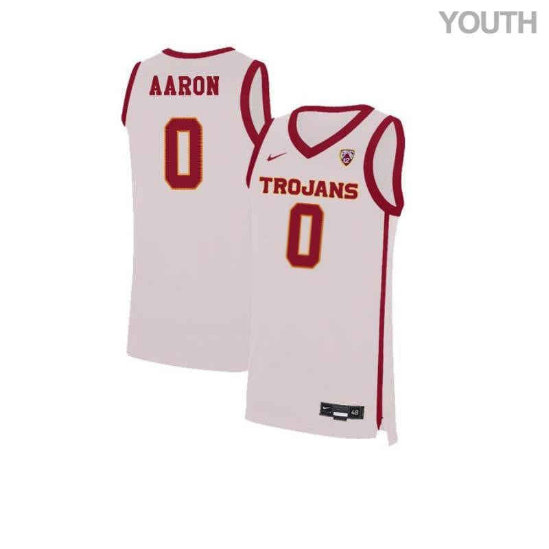 Youth 0 Shaqquan Aaron White Elite Usc Trojans Basketball Jersey