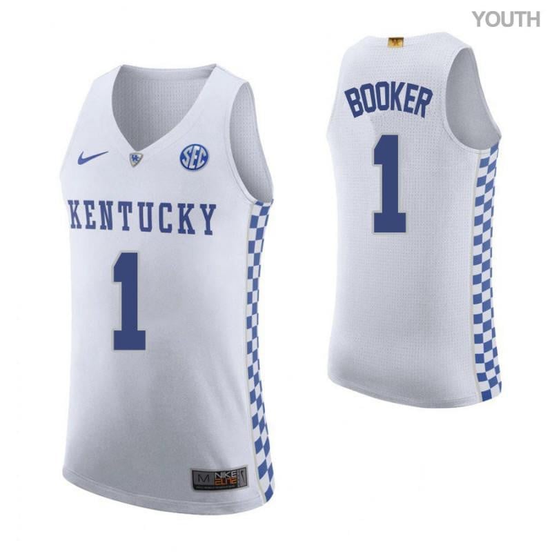 Youth 1 Devin Booker Road White Elite Kentucky Wildcats Basketball Jersey