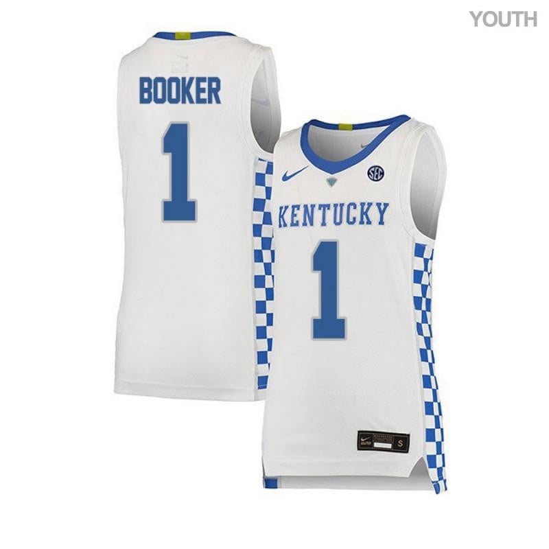 Youth 1 Devin Booker White Elite Kentucky Wildcats Basketball Jersey