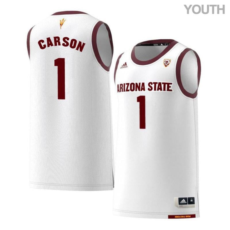 Youth 1 Jahii Carson White Retro Arizona State Sun Devils Basketball Jersey