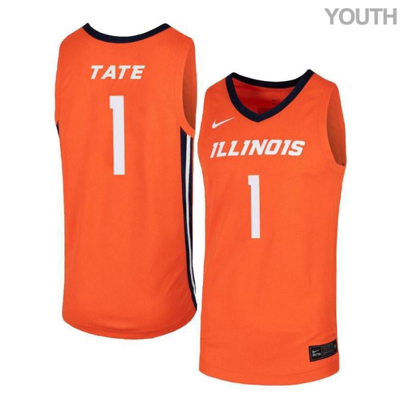 Youth 1 Jaylon Tate Orange Elite Illinois Fighting Illini Basketball Jersey