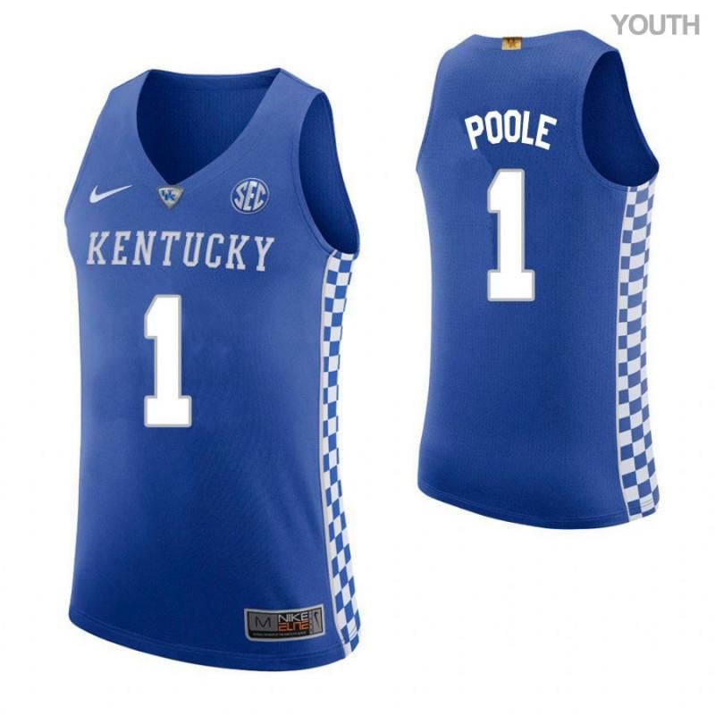 Youth 1 Stacey Poole Home Blue Elite Kentucky Wildcats Basketball Jersey