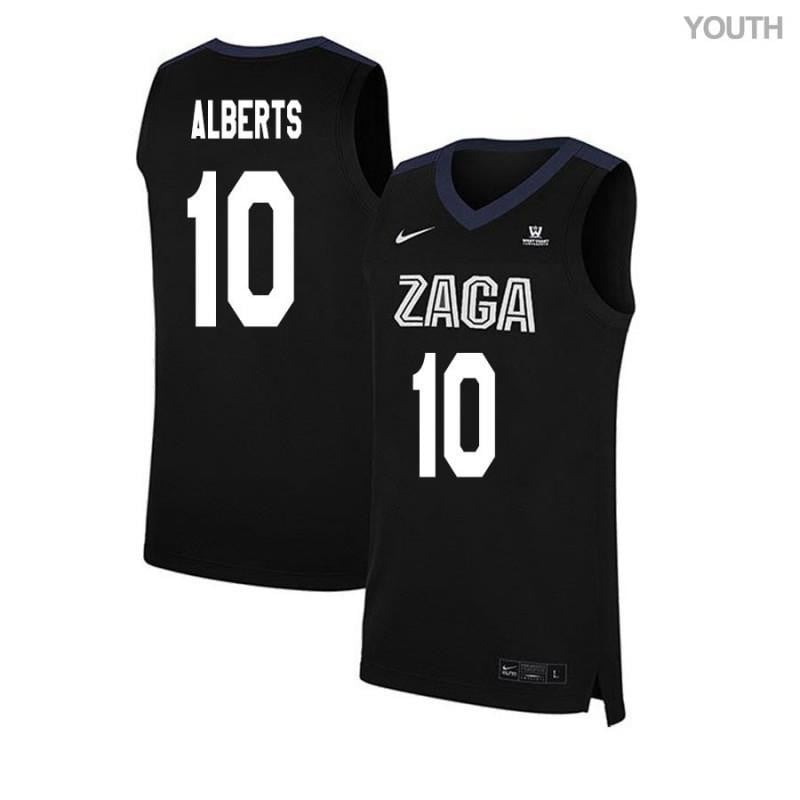 Youth 10 Bryan Alberts Black Elite Gonzaga Bulldogs Basketball Jersey