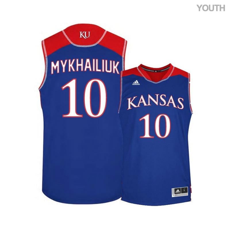 Youth 10 Sviatoslav Mykhailiuk Blue Kansas Jayhawks Basketball Jersey