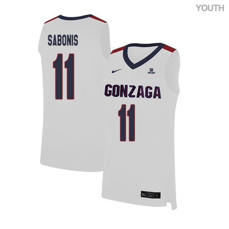 Youth 11 Domantas Sabonis White Elite Gonzaga Bulldogs Basketball Jersey