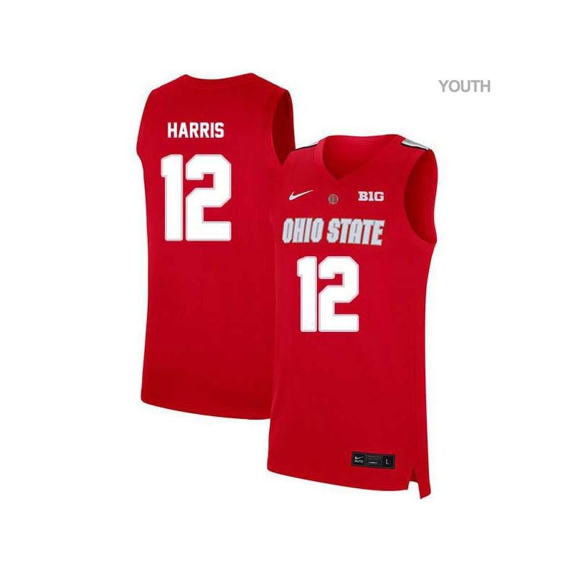 Youth 12 Aj Harris Red Elite Ohio State Buckeyes Basketball Jersey
