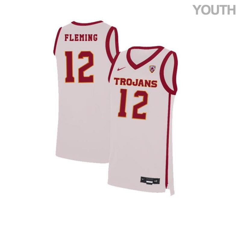 Youth 12 Devin Fleming White Elite Usc Trojans Basketball Jersey