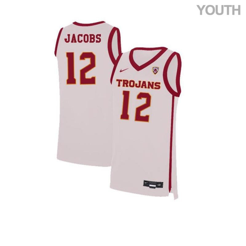 Youth 12 Julian Jacobs White Elite Usc Trojans Basketball Jersey