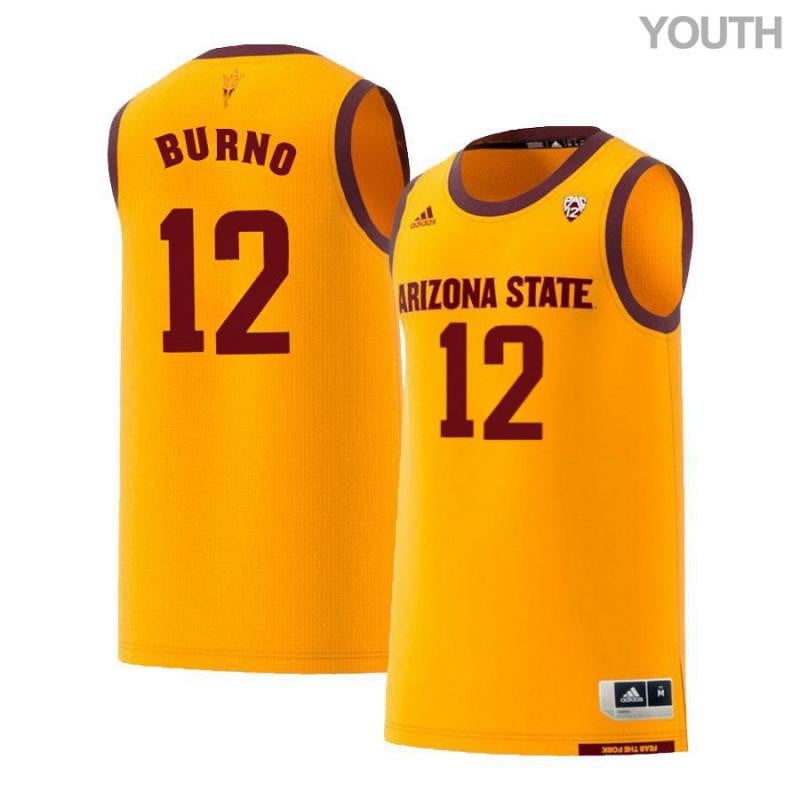 Youth 12 Micah Burno Yellow Retro Arizona State Sun Devils Basketball Jersey