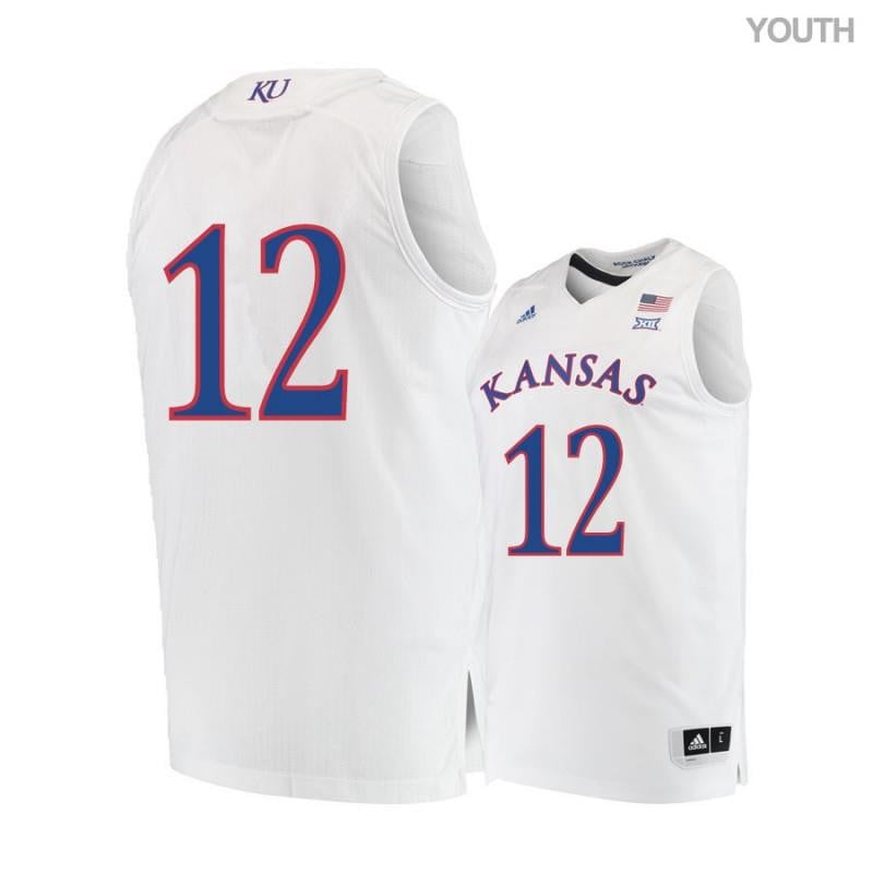 Youth 12 Tucker Vang White Kansas Jayhawks Basketball Jersey