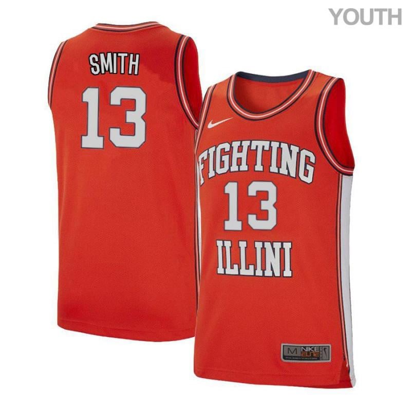 Youth 13 Mark Smith Orange Retro Elite Illinois Fighting Illini Basketball Jersey