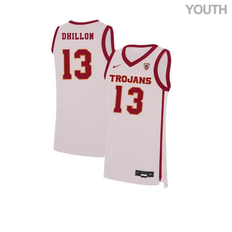 Youth 13 Samer Dhillon White Elite Usc Trojans Basketball Jersey